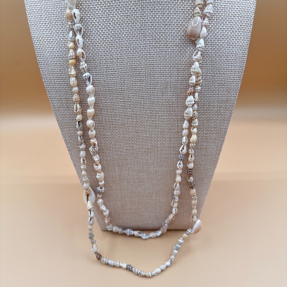 Natural Shell Long Layering Necklace Boho Coastal Beach Statement Resort Gift